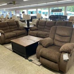 Brown Reclining Living Room Set Sofa, Loveseat, Recliner 