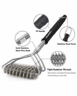 New! Safe Clean Grill Brush - Bristle Free Barbecue Brush - 100% Rust Resistant Stainless BBQ Cleaner Safe for Porcelain, Steel, Ceramic, Iron - Grea