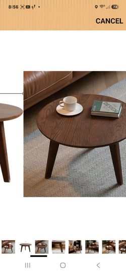 New walnut round coffee table