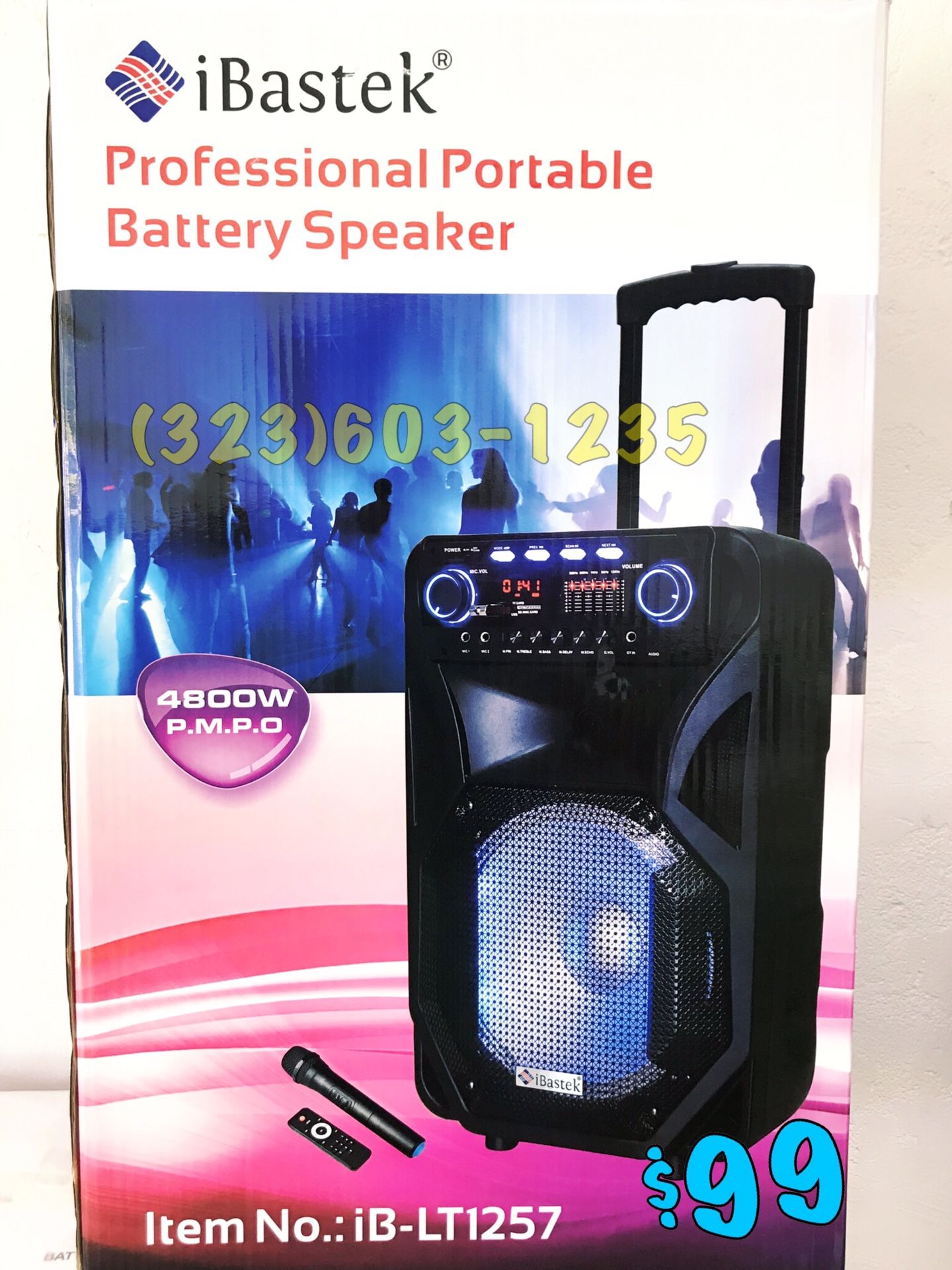 Portable Bluetooth Karaoke Speaker • Wireless 🎤 Included • Loud 4,800 Watts* 💥 Mucho Party