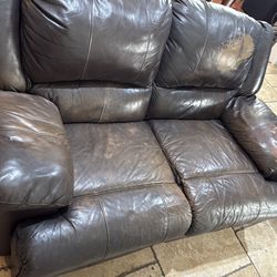 FREE- Brown Chocolate Leather 2 cushion sofa/loveseat
