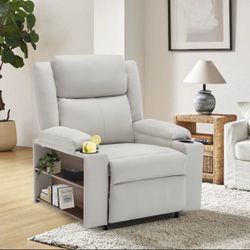 Single Motor Space-saving Multi-Functional Recliner with Double-Sided Storage Shelves 