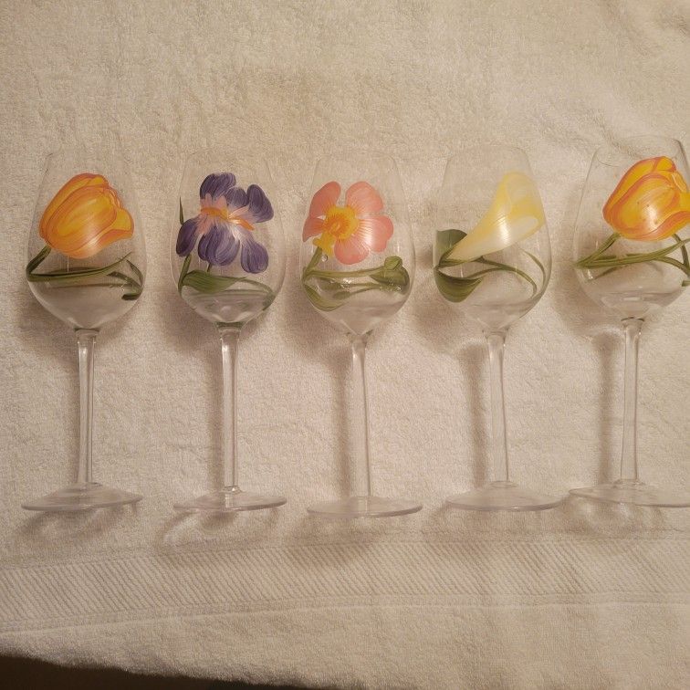 Hand Painted Wine Glasses