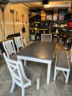 Dining Table with 7 chairs and bench
