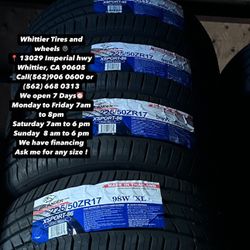 SET OF NEW TIRES, 225/50R17 ATLANDER XSPORT 98W XL, INCLUDING MOUNTING AND BALANCING. ASK ME FOR ANY SIZE OR BRAND, LLANTAS NUEVAS