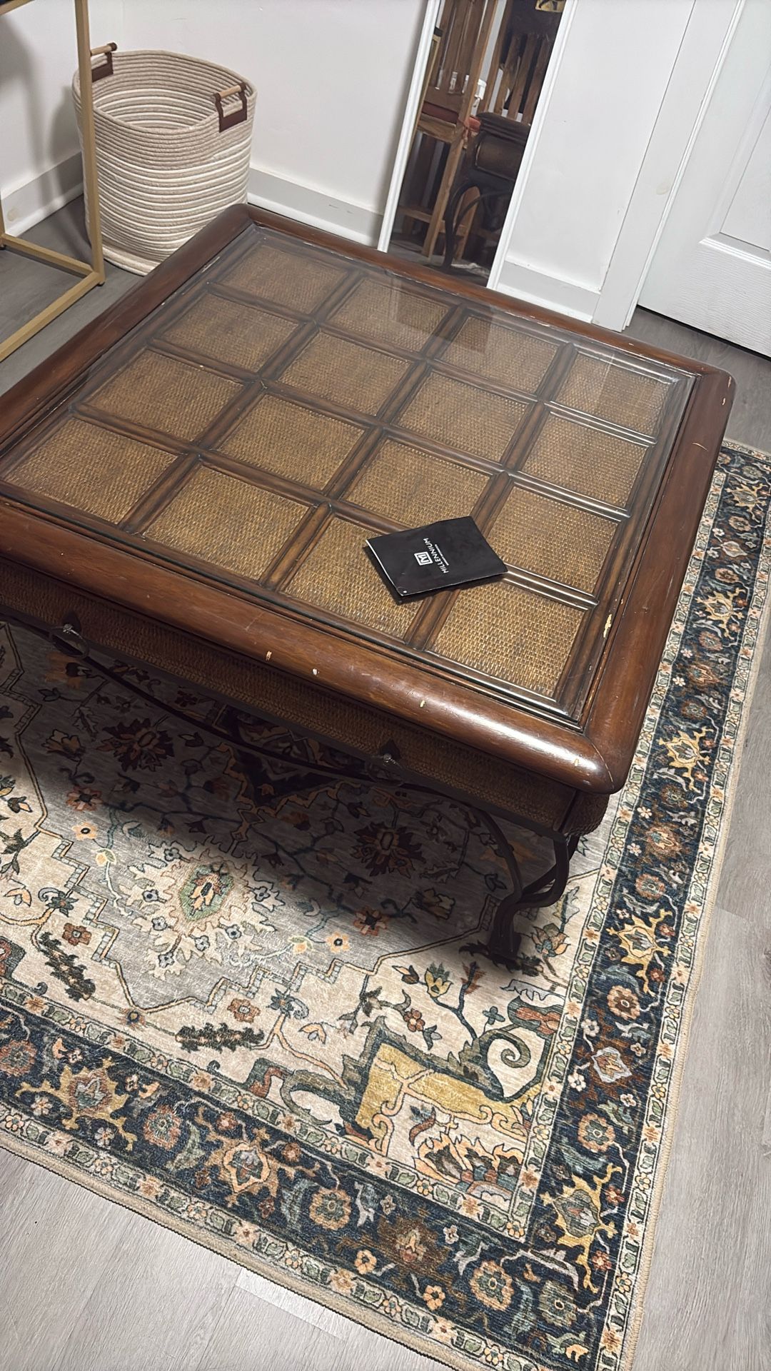 Wicker Table With Glass Table Top