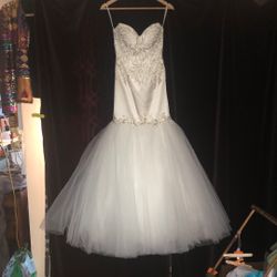 Sherri Hill Trumpet Beaded Bling Wedding Dress Sz 0