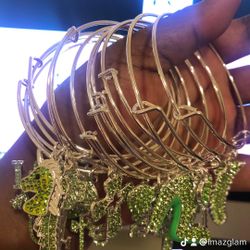 Green Charm Bangle Bracelet 