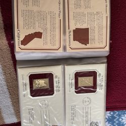 22Karat Gold Plated Post Cards 2 Books Full 51 States California 