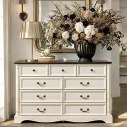 Price Firm ✅Dresser Farmhouse Style Beige with Charging Port on the Top