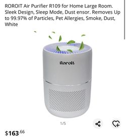 ROROIT Air Purifier R109 for Home Large Room. Sleek Design, Sleep Mode, Dust ensor. Removes Up to 99.97% of Particles, Pet Allergies, Smoke, Dust, Whi