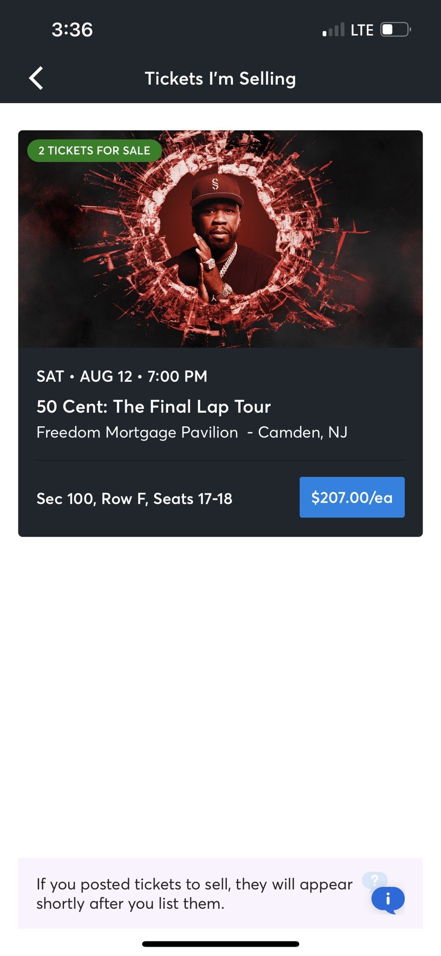 50 Cent Tickets For 8/12/23!