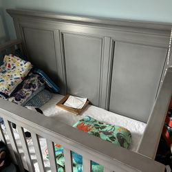 Crib And Mattress With Mattress Cover 