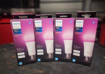 Unopened Philips Hue 100-Watt Equivalent A21 Smart LED Color Changing Light Bulb with Bluetooth (4-Pack)