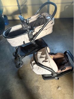Evenflo Pivot Modular Travel System with LiteMax Infant Car Seat, Desert Tan