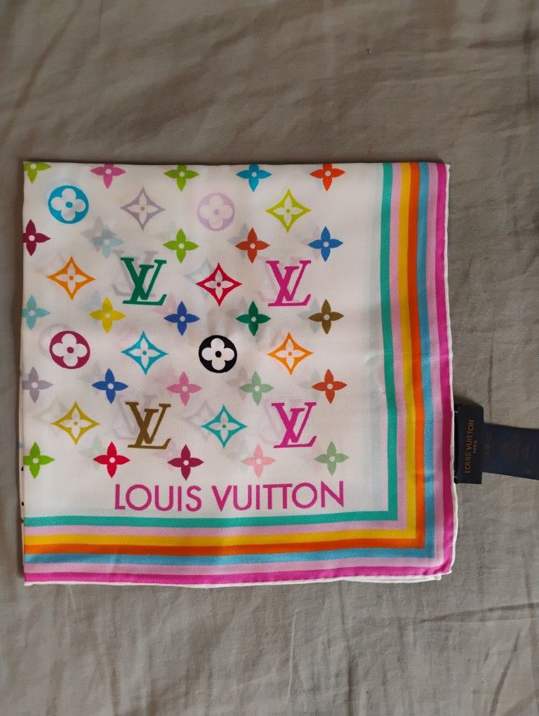 Louis Vuitton x Takashi Murakami Monogram Multicolor square scarf,