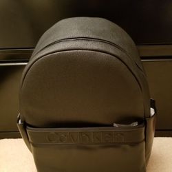 Men's Calvin Klein Black Leather Back Pack NWT MSRP$149.50. Condition is "New with tags".