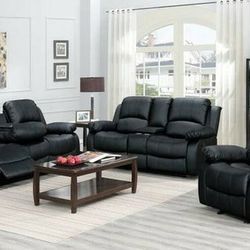 Henry Black PU 3pc Reclining Set

