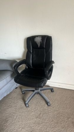 Black Leather Office Chair with Armrests