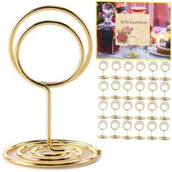 30 pcs Table Sign Holder, Premium Mini Table Number Holder Card Holder, Wire Picture Holder, Ornament, Wedding Reception, Party, Birthday, Table Top C
