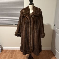 Dark Brown Mink Fur Coat Size L/XL