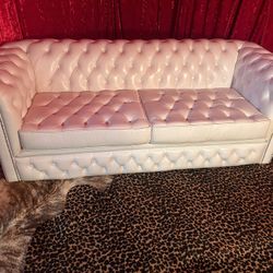 White Chesterfield Leather Sofa