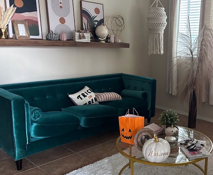 Beautiful emerald green sofa