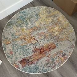 Nourison Celestial Modern Abstract Sealife 4' x Round Area--Rug, Easy--Cleaning, Non Shedding, Bed Room, Living Room, Dining Room, Kitchen (4 Round)
