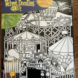 VTG velvet doodles 16 x 20 County Fair two posters six color pens sealed