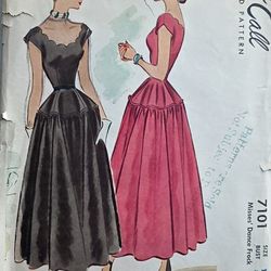 Vintage Pattern 1947 Mccall No.7101 Dance Frock Evening Gown Size  14