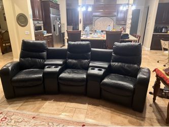 Set of three recliner leather chairs black -$175