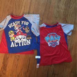 Paw Patrol Tops With Capes Size 5 - 2 Available ! Great Condition !