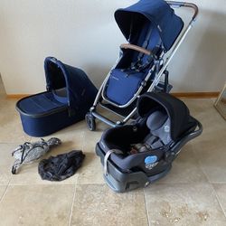 Uppababy Cruz V2 Stroller with Bassinet and Car Seat Blue