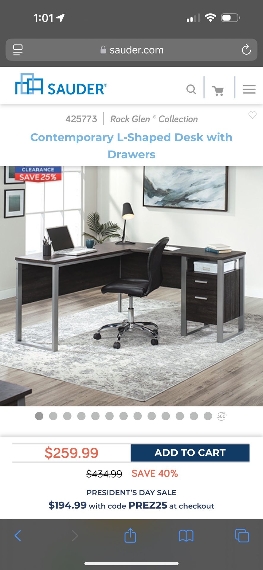 L Shaped Desk By Sauder