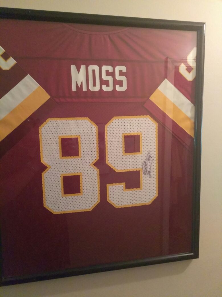 Authentic signed Santa moss framed Jersey
