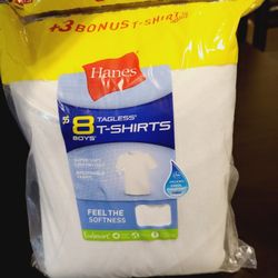 Hanes 8 Tagless T Shirts For Boys