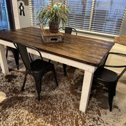 Rustic Farmhouse Dining Table and Chairs—ALL INFO IS IN THE AD