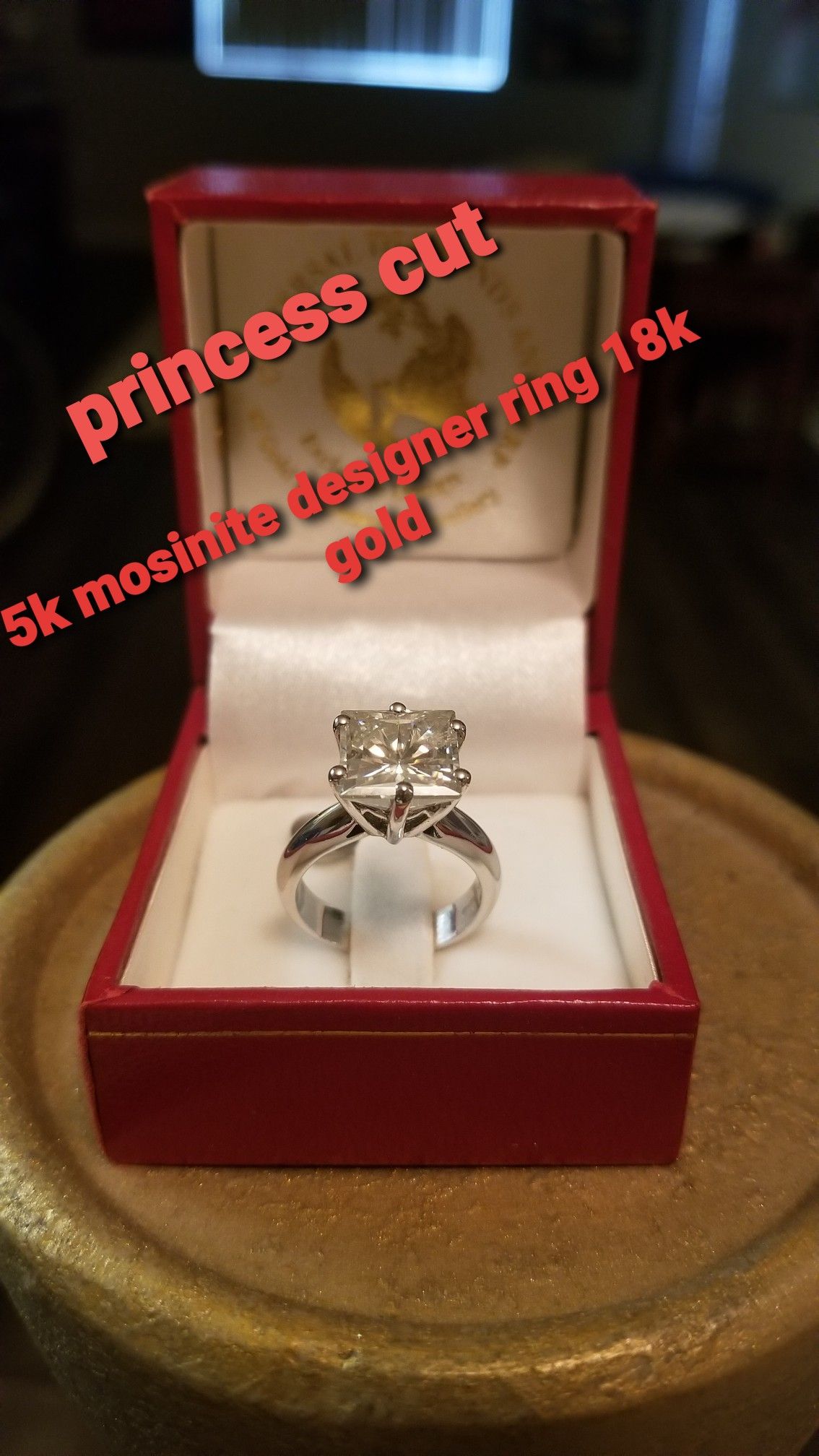 Designer 5 k Mosinite Princess Cut Ring