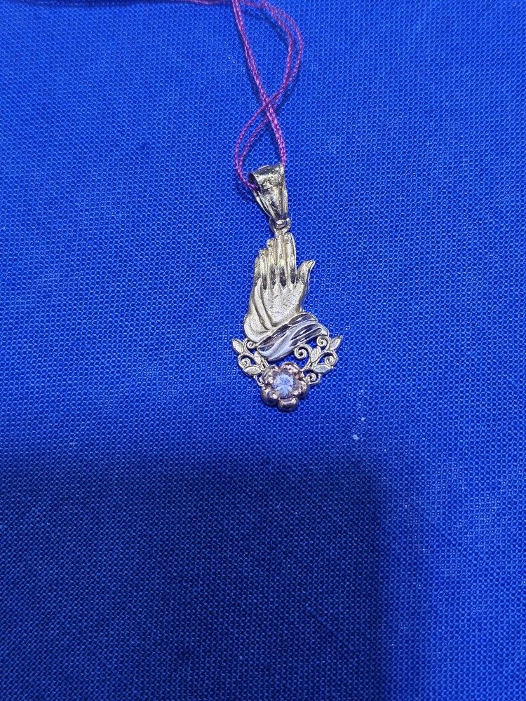 14kt Tri-Coloe Small Praying Hands Pendant. (C-3) ASK FOR RYAN. #(contact info removed)73