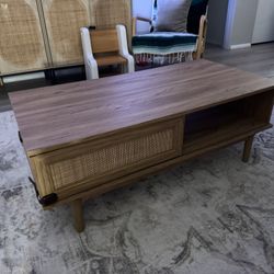 Oak rattan Coffee Table 