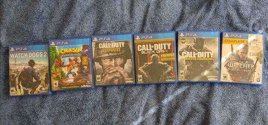 PS4 Video Game Lot (6 Games) - Crash Trilogy, Witcher 3 Complete, COD & More
