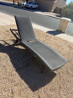 78” Metal and Faux Wicker Adjustable Patio Outdoor Pool Chaise Lounge Chair