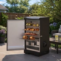 30-Inch Electric Smoker With Side Wood Chip Loader and Heavy Duty 600D PVC Waterproof UV-Resistant Cover for Camping BBQ Picnic Patio