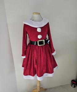 Santa Clause Dress Girls Christmas Performance Dinner School Party Sizes 2/3