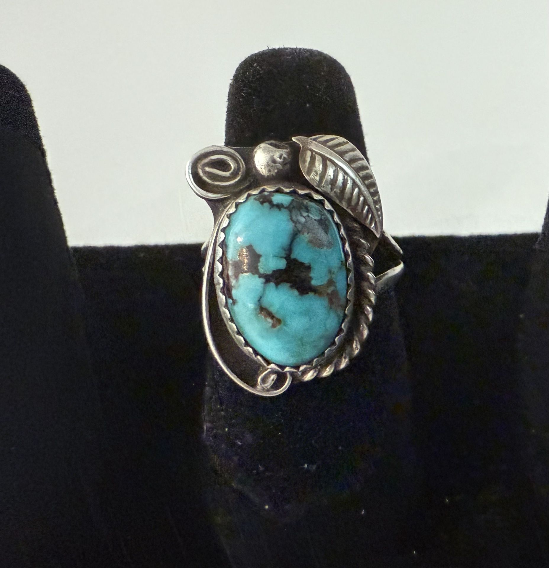Vintage Navajo Turquoise Ring - Stamped CT (Calvin Tom) Sz.6