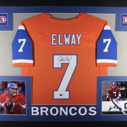 John Elway Autographed Signed Denver Broncos Jersey Framed Beckett COA