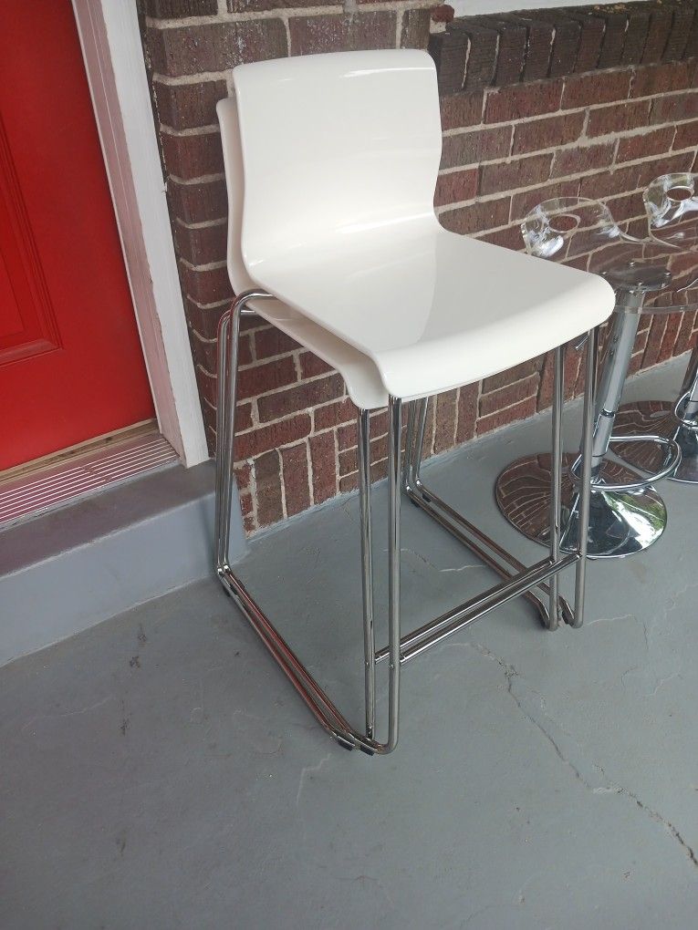 2 Chrome And White Chairs
