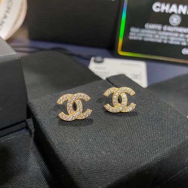 Chanel Authentic Cc Logo Stud Gold Crystal Earrings for Sale in Cumming, GA  - OfferUp