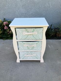 White Wooden 3-Drawer Side Table