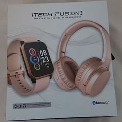 iTECH Fusion 2 Pink Smartwatch and Wireless Headphones